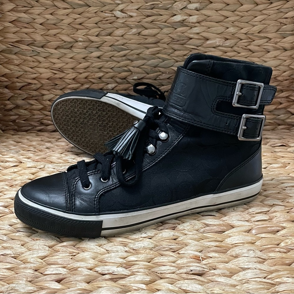 Coach Fizzle High Top Buckle Sneakers‎ Black Women’s 9.5